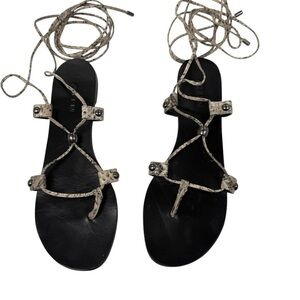 Ateen Snake Print Lace-Up Gladiator Sandals s
Use 36